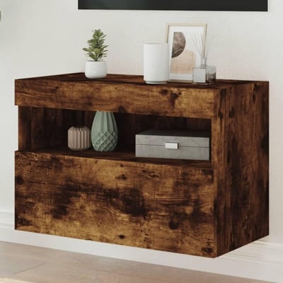 TV-wandkast - Wandmeubel - Woonkamer Opruimen - Met Ledverlichting - 60x30x40 cm - Gerookt eiken