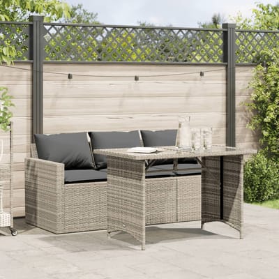 vidaXL - 2-delige - Tuinset - met - kussens - poly - rattan - lichtgrijs