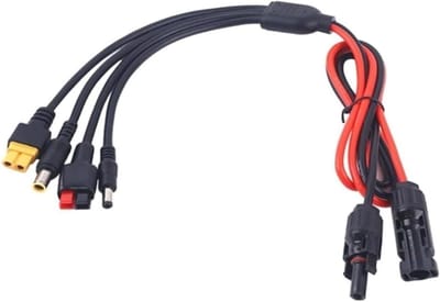 Zonnepaneel Connector Adapter - Laadkabel Set - Energie Opladen - 4-in-1 Universeel - 12AWG - Zwart