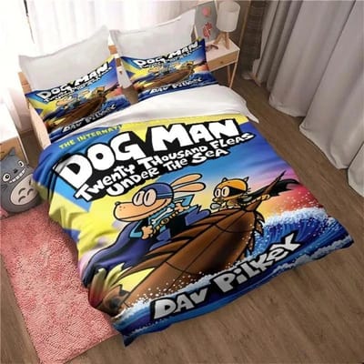 Dog Man Leuke Cartoon Patronen Beddengoed Collectie Dekbedovertrek Collectie Enkel Dubbel Bed King Size Bed Collectie Slaapkamer Jongens Volwassenen Anime Linnen EU single(135x200cm)
