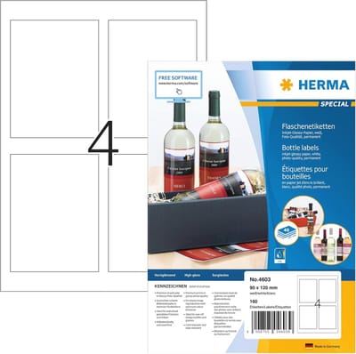 Fleslabelten voor inkjetprinters A4 - 90 x 120 mm, Zelfklevende en Bedrukbare Labels (40 Vellen, 160 Etiketten)