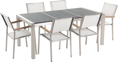 GROSSETO - Tuinset voor 6 - Grijs/Wit- Graniet