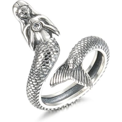 Sale Trendy 100%    Dieren Collectie Zeemeermin Familie Vingerringen Voor Vrouwen Sieraden Cadeau resizable gray