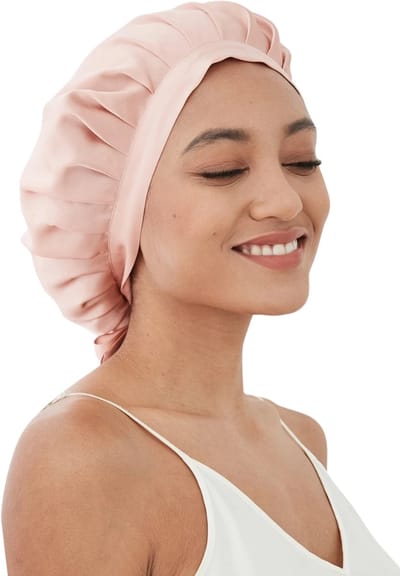 Bovista Zijden Slaapmuts - Satijnen Nachtmuts - Silk Bonnet - Sleep Cap - Haarverzorging - Satin - Verstelbaar - Voor Zacht & Stralend Haar - Roze