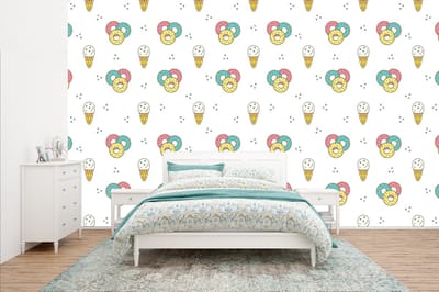 Behang - Fotobehang Patronen - IJs - Donus - Jongens - Kinderen - Kids - Breedte 400 cm x hoogte 240 cm