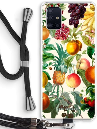 Case Company® - Hoesje met koord geschikt voor Samsung Galaxy A51 4G hoesje met Koord - Classic Flora - Telefoonhoesje met Zwart Koord - Bescherming aan alle Kanten en Over de Schermrand