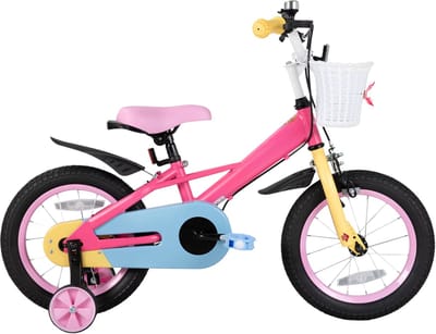 Kinderfiets – Voor meisjes van 2–8 jaar – Met stabilisatoren en voormand – 30 cm / 36 cm / 41 cm / 46 cm wielen, 46 cm met standaard, roze