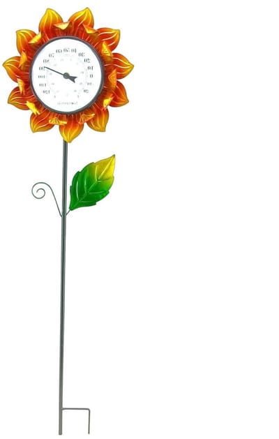 Buitenthermometer Tuinsteker - Decoratieve Thermometer - Tuin Decoratie - Zonnebloem Design - 102 cm Lengte - Meerkleurig