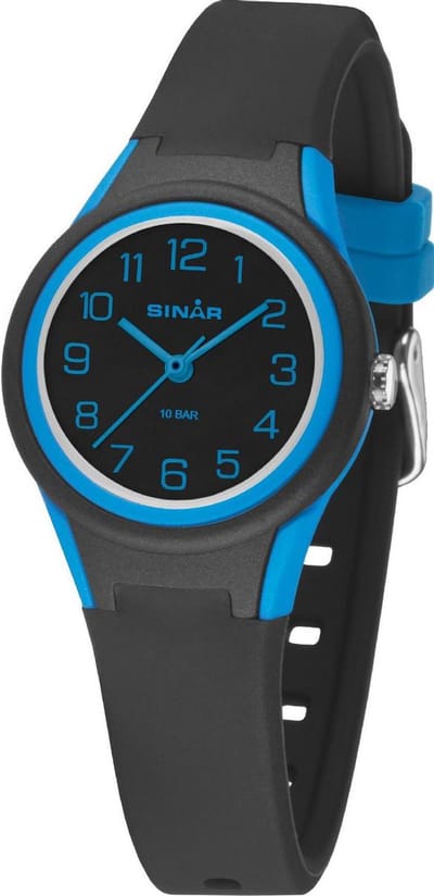 Kinderhorloge Jongen - Horloge Jongen - Jongens horloge Waterdicht - Analoog - Verstelbaar Bandje - Edelstalen Sluiting - Blauw / Zwart - Sinar - XB47-1