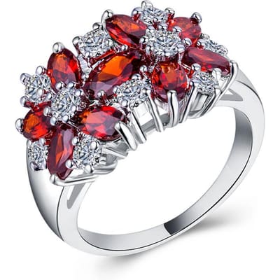 Huitan Sale Cocktailfeest Ring Bloem Zirconia Valentijnsdag Cadeau Mode Sieraden Luxe Ringen voor Vrouwen & Geliefde 10 brown