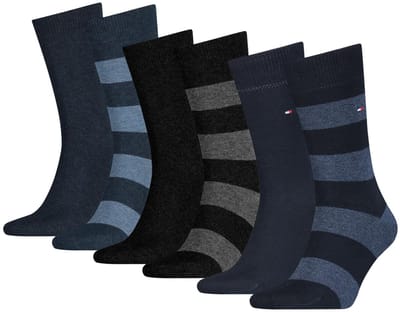 Tommy Hilfiger Sokken Heren Rugby Black/Dark Navy/Jeans - 6 Paar sokken - Maat 43/46
