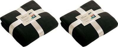 2x Fleece dekens/plaids zwart 130 x 170 cm - Woondeken - Fleecedekens