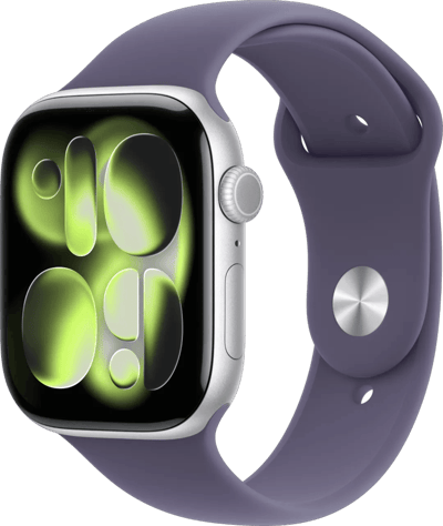 Apple Watch 11 - Wifi - 46mm - Zilverkleurig Aluminium Case with Purple Fog Sport Band - M/L