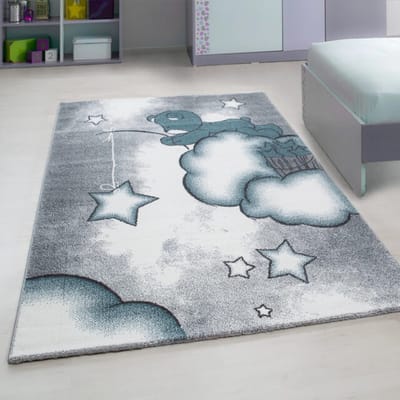 Muratap Kids dreams vloerkleed kinderkamer blauw / grijs laagpolig- 80x150 cm