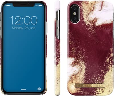 iDeal of Sweden Fashion Case voor iPhone X/XS Golden Burgundy Marble