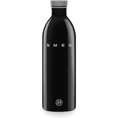 SMEG x 24Bottles WBF02BL Drinkfles - Waterfles - 1000 ml - RVS - Lekvrije Dop - BPA-vrij - Lichtgewicht Herbruikbare Fles - '50s Style - Zwart