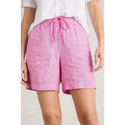 White Stuff Belle Linen Short Pink Multi Maat: 12 | Korte Broeken Outlet | Dames | Roze