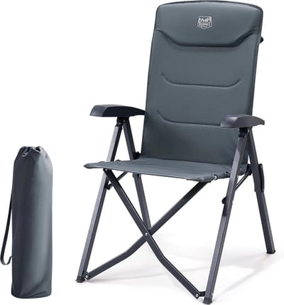 Campingstoel opvouwbaar hoge rugleuning - kleine verpakkingsmaat - klapstoel camping 150 kg - 4 standen verstelbaar - met tas - ligstoel aluminium - tuin balkon camper blauw