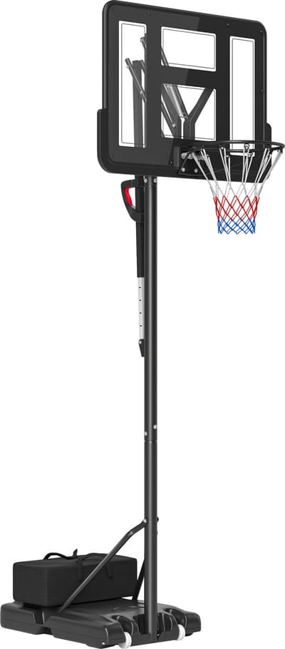 SPORTNOW-Basketballkorb-Stahl, Kunststoff-110L x 75B x 300-370H cm-Schwarz
