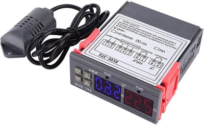 Digitale Temperatuur- en Vochtigheidscontroller met Geïntegreerde Sensor voor 12V, 24V, 110V en 220V - Ideaal voor Klimaatbeheersing en HVAC-systemen
