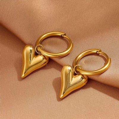 Sjika - Hart Oorbellen Dames 18K Gold Plated – Gouden Hartjes Oorringen – RVS Oorbellen met Hart Hanger – Minimalistische Oorbellen – Cadeau voor Haar