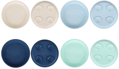 Dailygoods- Peuterborden 20,4cm - Siliconen Serviesset - 4 Stuks - Antislip/Zuignap - Verdeelde Platen - Voldoende Kleurvariatie - Babyservies