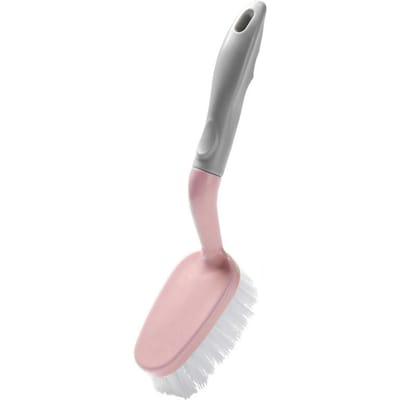 Schrobborstels voor het Schoonmaken met Witte Borstelharen Antislip Handvat Schoonmaakborstel voor Douche Badkamer gray