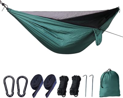 Hangmat met net - Reishangmat - Kamperen en tuin - Lichtgewicht en draagbaar - 260x140 cm - One Color