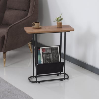Bijzettafel Bov 64x55x24cm zwart en walnootkleurig