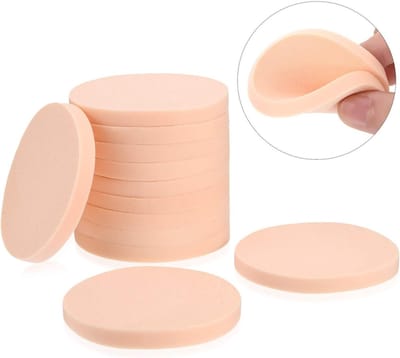 Set van 12 Gezichtsverf Sponsen - Make-up Sponsen voor Volwassenen, Unisex, Ronde beige Sponsen voor Creatieve Kunst en Evenementen