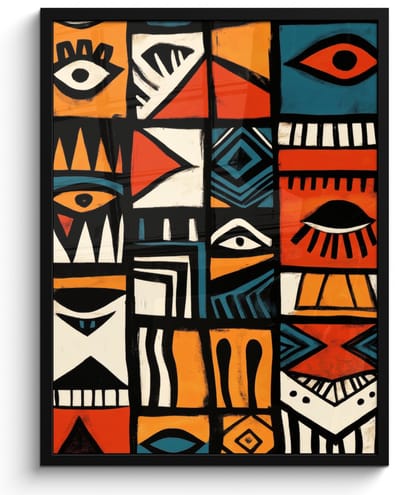 Poster in lijst - Fotolijst 50x70 cm - Posters - Abstract - Gezichten - Mozaïek - Posterlijst zwart - Decoratie - Wanddecoratie woonkamer - Muurdecoratie slaapkamer