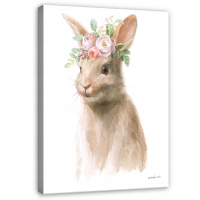 WALLARENA - Canvas schilderij - 100x70 cm - Schattige konijnen voor de kinderkamer