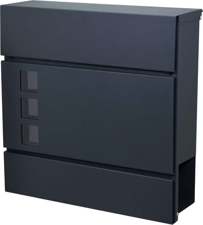 Brievenbus met vak - Wandbrievenbus brievenpost - Veilig post ontvangen - Weerbestendige poedercoating - 37x37x10.5 cm - Antracietgrijs