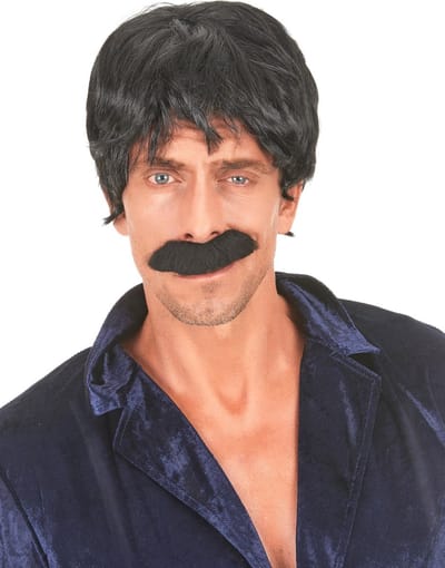 Vegaoo - Zwarte pruik discozanger voor mannen - Zwart - One Size