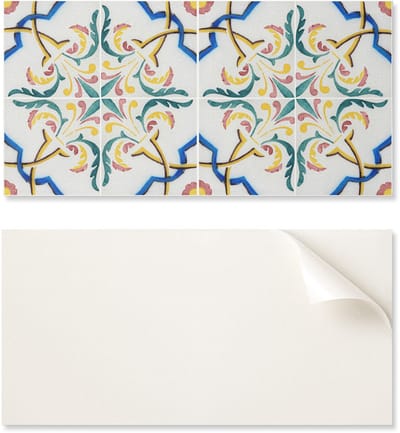 Set vinyl vloertegels met bloemenpatroon en ornamenten 10x40x20 cm