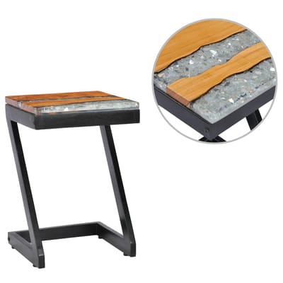 vidaXL - Salontafel - 30x30x50 - cm - massief - teakhout - en - polyresin