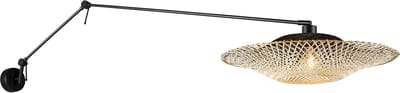 QAZQA blitz - Oosterse Wandlamp met kap voor binnen - 1 lichts - D 50 cm - Naturel - Woonkamer | Slaapkamer | Keuken