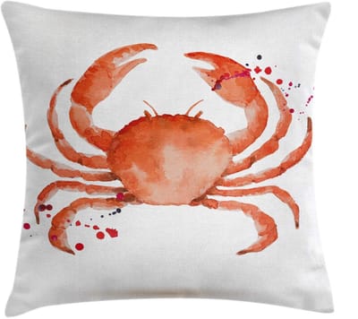 ABAKUHAUS Kussenhoes Ocean Krabben—Dubbelzijdig, Rits, 50x50 cm, Rood