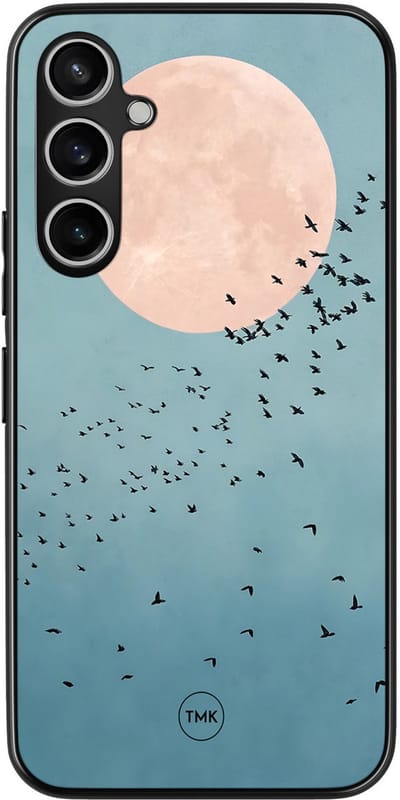 Hoesje geschikt voor Samsung Galaxy S23 FE - Moon birds - Blauw - TPU case - Vogel - Hardcase zwart telefoonhoesje