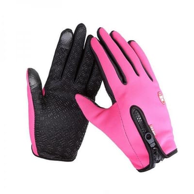 New Age Devi - Maat L - Waterproof Handschoenen met Touchscreen vingers - Roze - Motor Fiets Buitensport - Waterproof en windproof - Extra grip - Geschikt voor smartphone gebruik - Unieke handschoenen