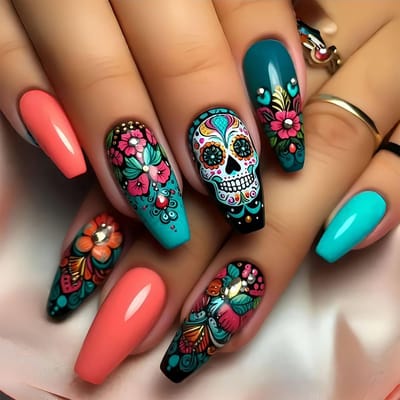Dailygoods- Kunstnagels 24 Stuks - Zelfklevend - Valse Nagels - Bloemen Design - Herbruikbaar - Hoogwaardig Acryl