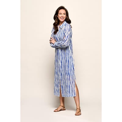 Georgia Streep Jurk Offwhite / Kobalt