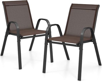Stapelbare tuinstoelen - Buitenstoelen set - Genieten in de tuin - Ergonomische rugleuning - Set van 2 - Bruin