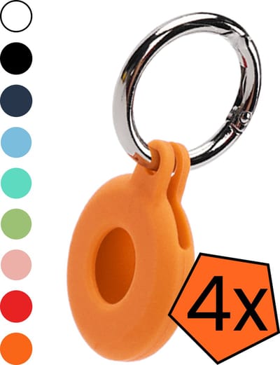 Hoesje Geschikt voor Apple AirTag 2e generatie Sleutelhanger Hoes Siliconen Hoesje - Siliconen Hoesje Geschikt voor Apple AirTag 2 - Sleutelhanger Hoesje - Oranje - 4 PACK