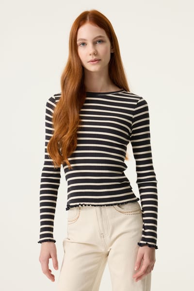 GARCIA Meisjes Effen T-shirt Zwart Lange mouw