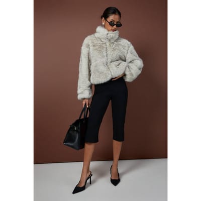 boohoo Dames Vintage-look kunstbont jas met trechterkraag | Off White | Maat: 40