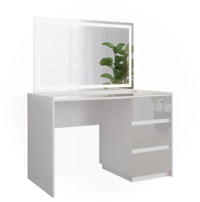 Vicco Marla Kaptafel – 120 cm met LED-spiegel Wit Hoogglans