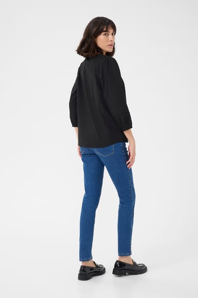 Blouse met lange mouwen Regular fit Black