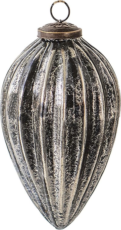 Clayre & Eef Kerstbal Overig Ø 9 cm Zwart Zilverkleurig Glas Kerstballen