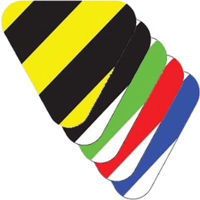 Haaientanden gestreept (20 stuks) Geel & Zwart 130 x 116 mm - vloersticker met vlakke toplaag